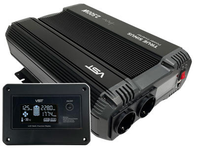 VST True-Sinus 2.500W Power Inverter 12V inkl. fjernbetjening