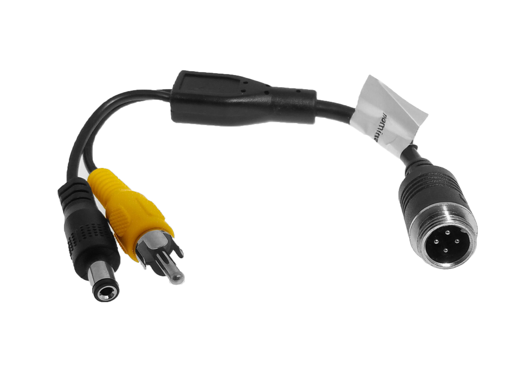 Adapter til kamera. 4pin Brigade/Han til RCA/han + DC 2.1mm/han