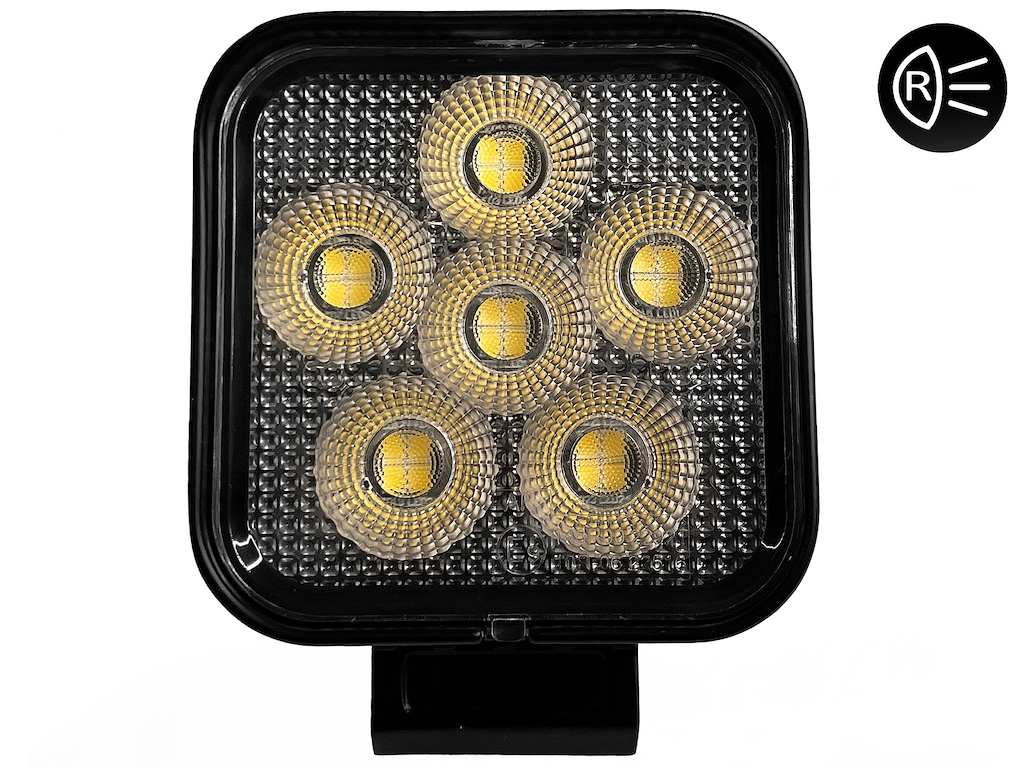 LED arbejdslampe 24W SORT Firkantet. 5 meter ledning  R23. R10. 9-32V