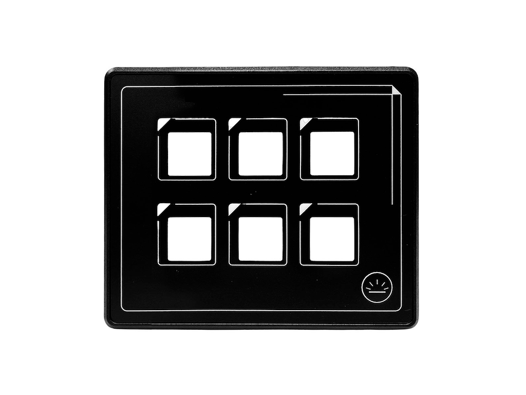 Relæ boks m/trykpanel. 6 udgange. Bluetooth. 11-30V
